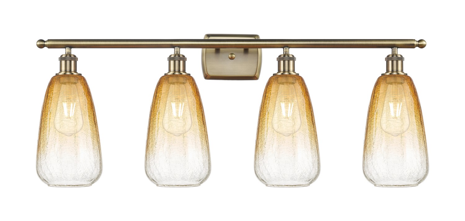 Four Light Bath Vanity by Innovations - Ballston Collection, Antique Brass Finish - 516-4W-AB-G480-6AM
