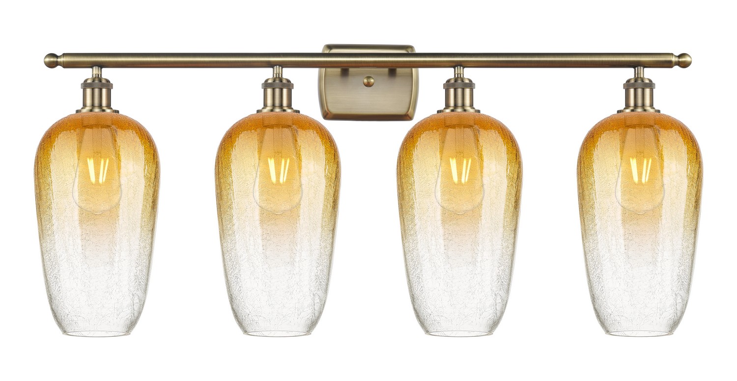 Four Light Bath Vanity by Innovations - Ballston Collection, Antique Brass Finish - 516-4W-AB-G484-7AM