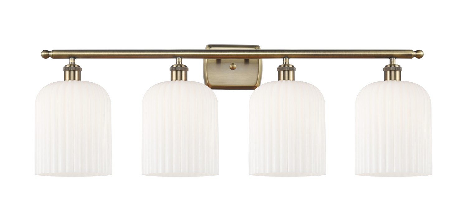 Four Light Bath Vanity by Innovations - Ballston Collection, Antique Brass Finish - 516-4W-AB-G559-8GWH
