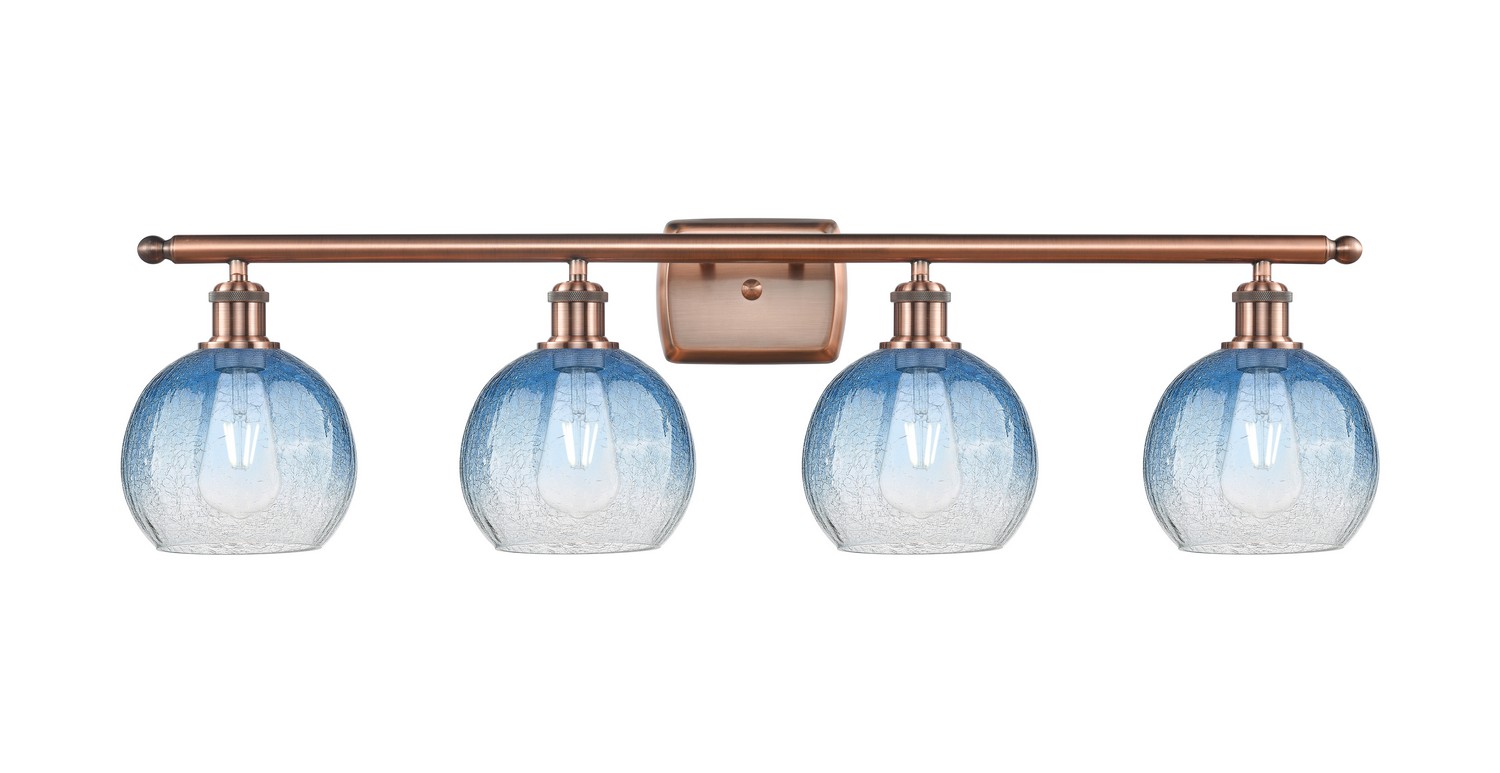 Four Light Bath Vanity by Innovations - Ballston Collection, Antique Copper Finish - 516-4W-AC-G483-8SB