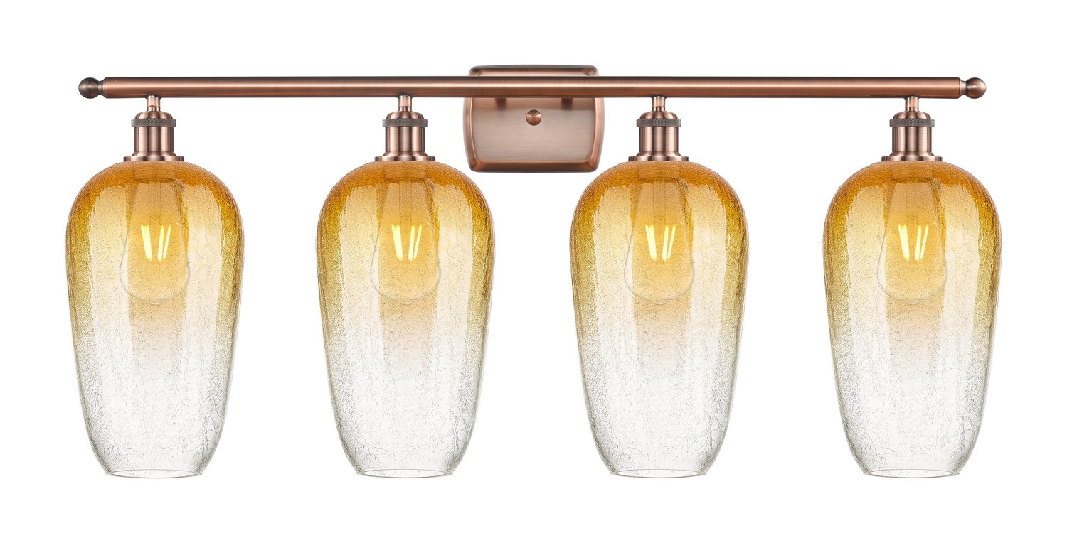 Four Light Bath Vanity by Innovations - Ballston Collection, Antique Copper Finish - 516-4W-AC-G484-7AM