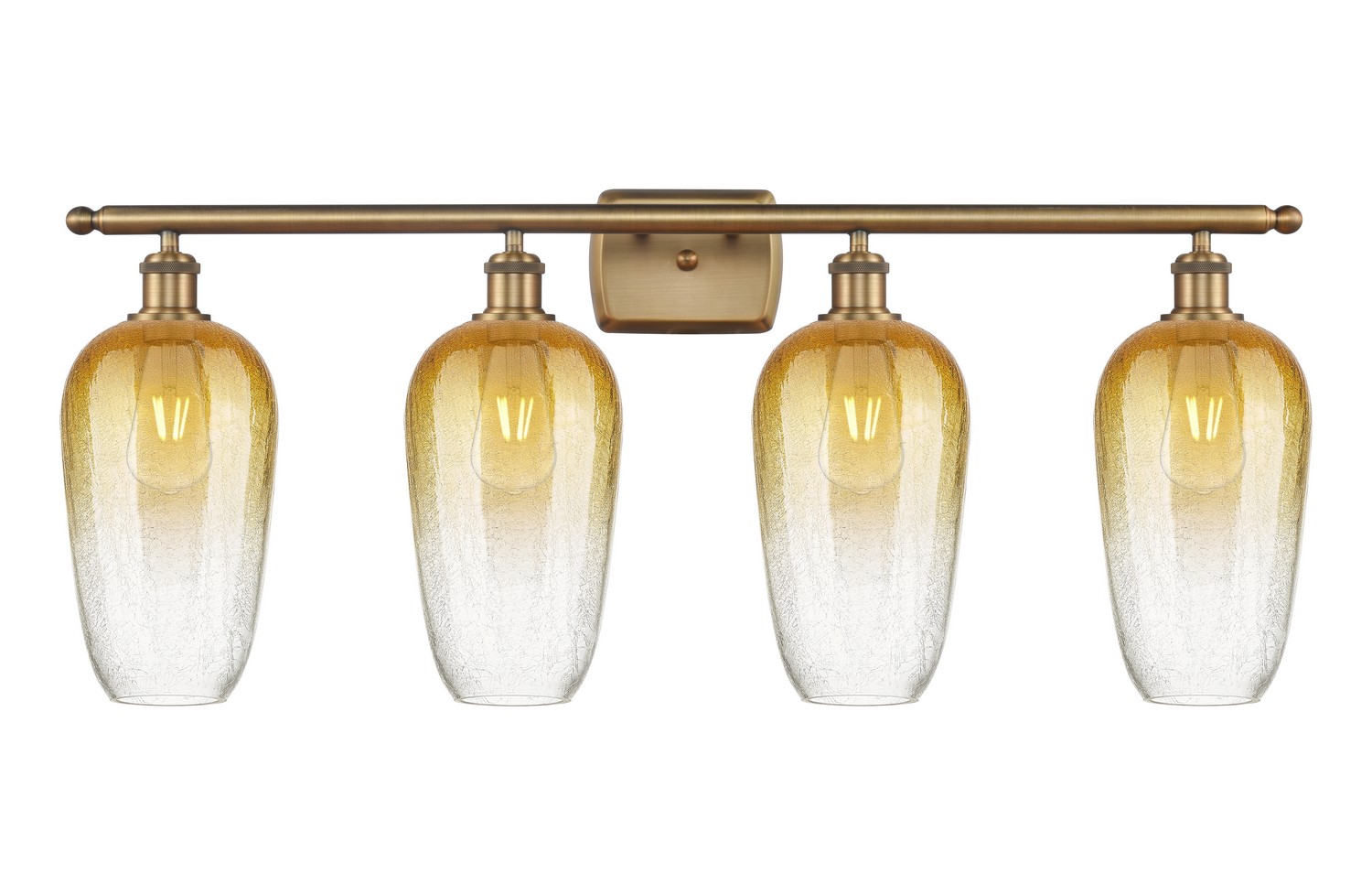 Four Light Bath Vanity by Innovations - Ballston Collection, Brushed Brass Finish - 516-4W-BB-G484-7AM