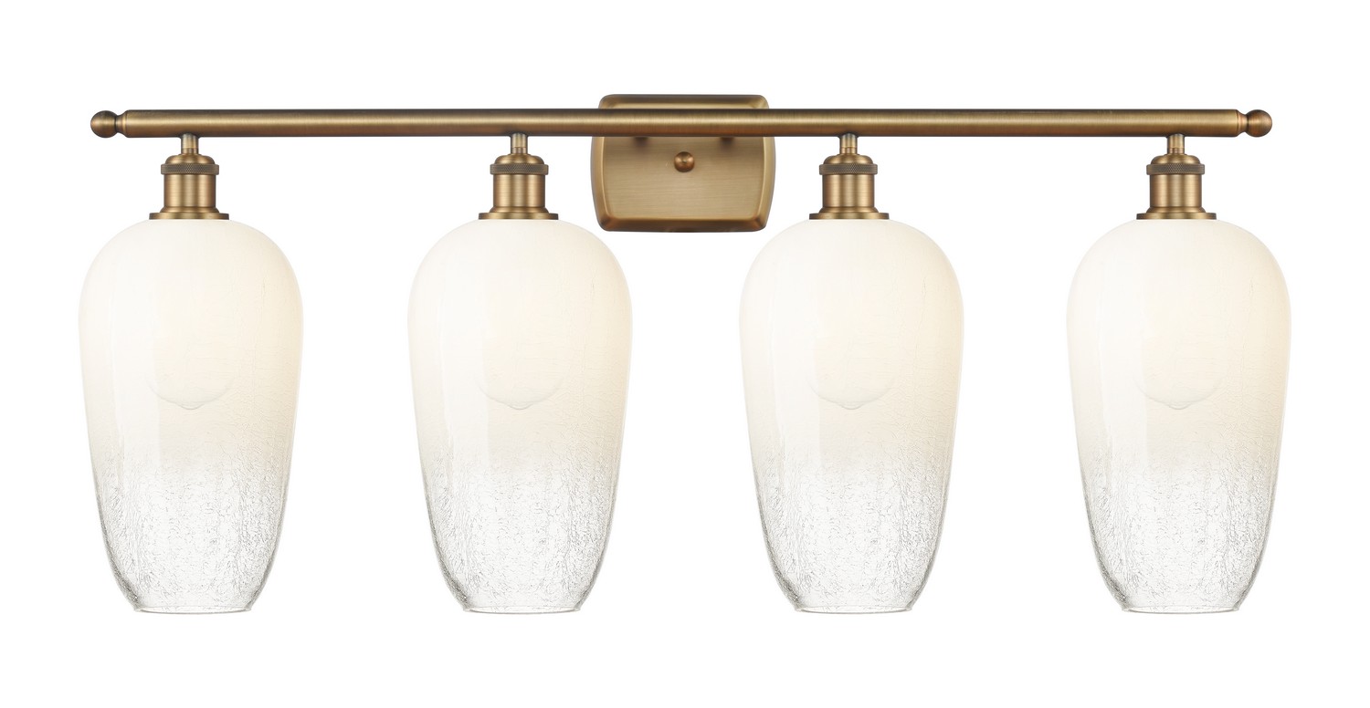 Four Light Bath Vanity by Innovations - Ballston Collection, Brushed Brass Finish - 516-4W-BB-G484-7OP