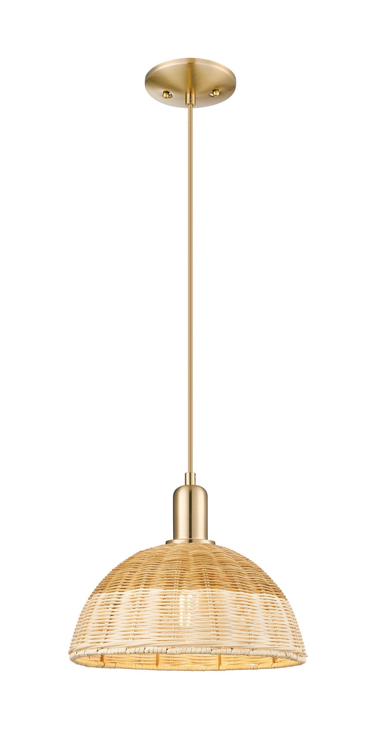 One Light Mini Pendant by Innovations - Arcadia Collection, Champagne Bronze Finish - 716-1P-CB-NBD2-12-NAT