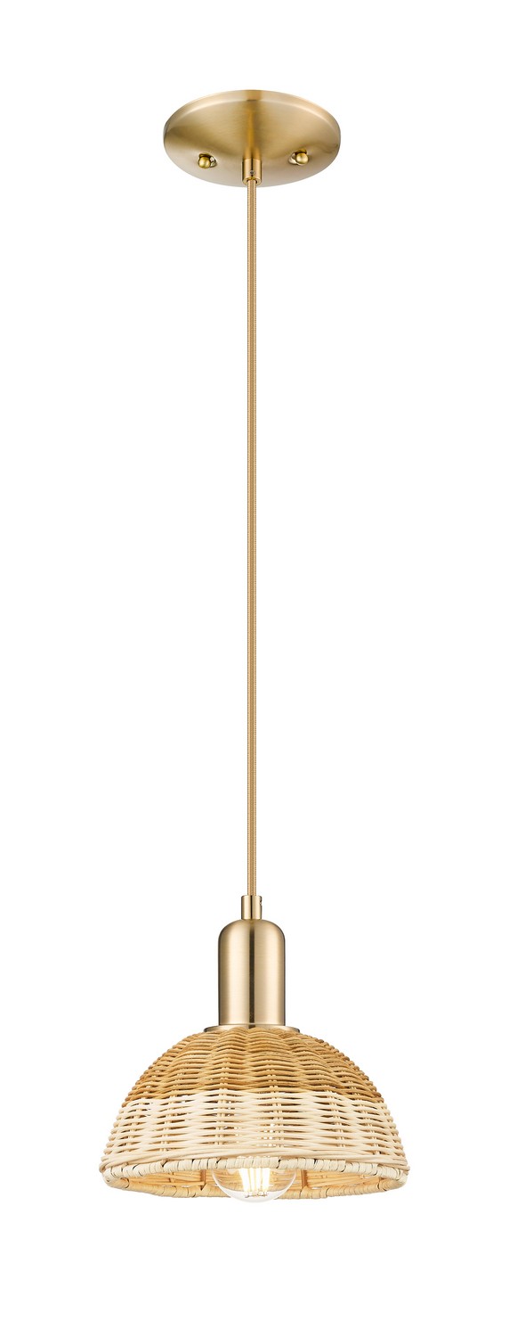 One Light Mini Pendant by Innovations - Arcadia Collection, Champagne Bronze Finish - 716-1P-CB-NBD2-75-NAT