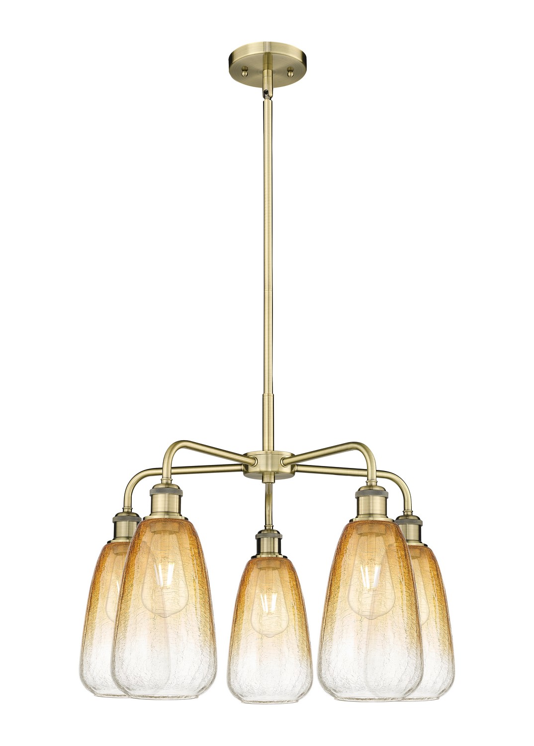 Five Light Chandelier by Innovations - Ballston Collection, Antique Brass Finish - 516-5CR-AB-G480-6AM