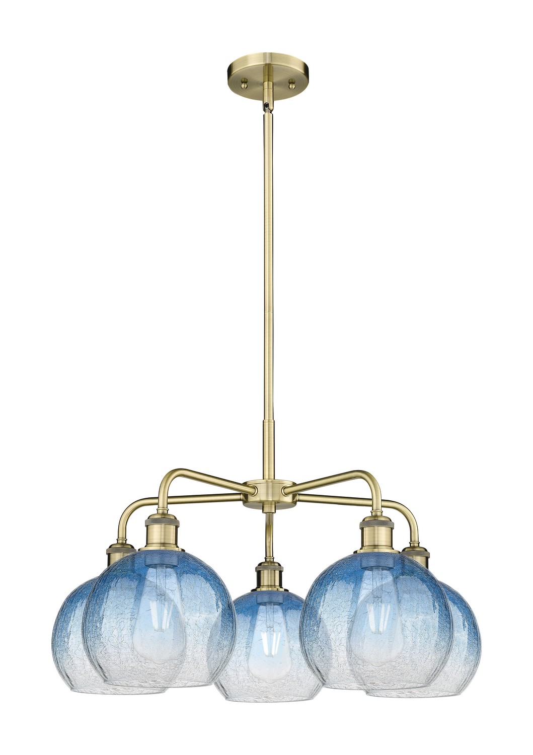 Five Light Chandelier by Innovations - Ballston Collection, Antique Brass Finish - 516-5CR-AB-G483-8SB