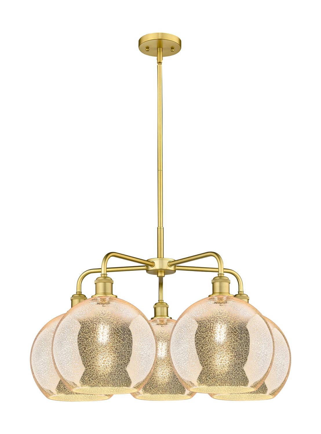 Five Light Chandelier by Innovations - Ballston Collection, Satin Gold Finish - 516-5CR-SG-G128-10