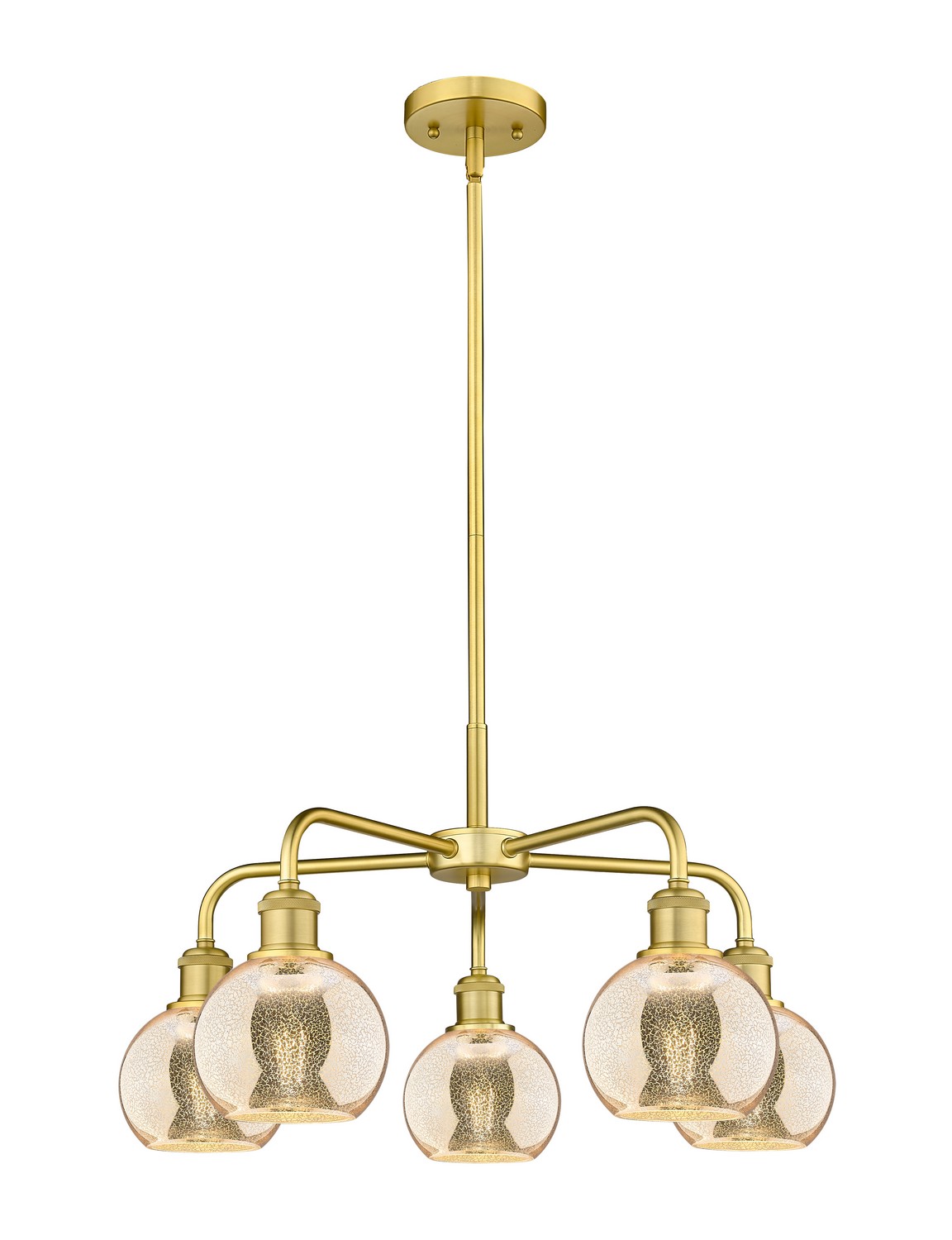 Five Light Chandelier by Innovations - Ballston Collection, Satin Gold Finish - 516-5CR-SG-G128-6