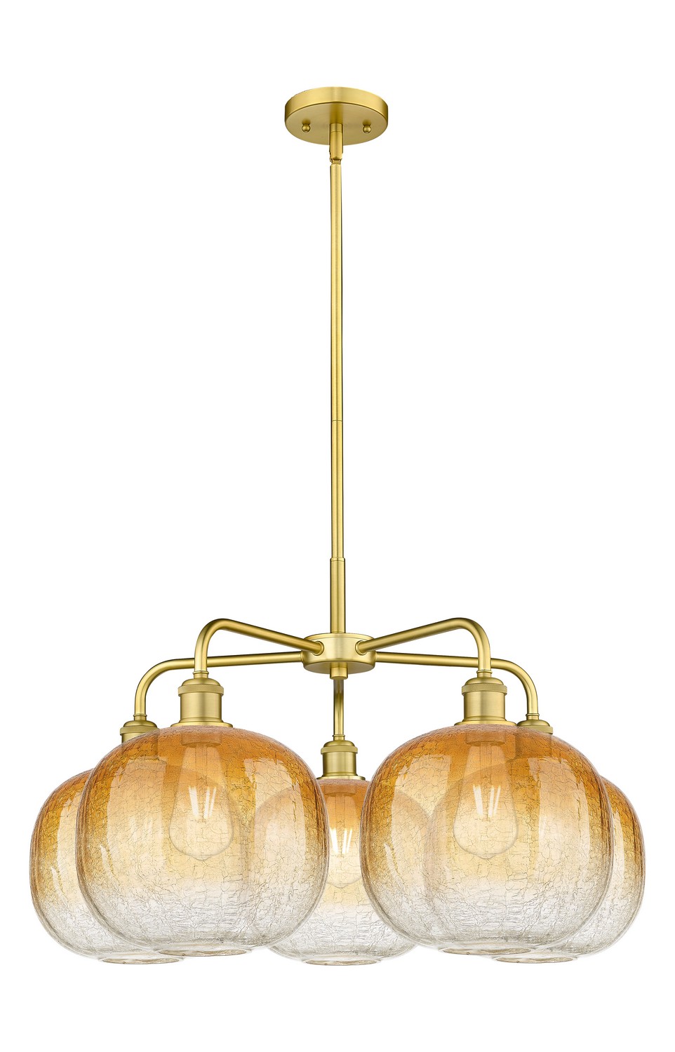 Five Light Chandelier by Innovations - Ballston Collection, Satin Gold Finish - 516-5CR-SG-G481-10AM