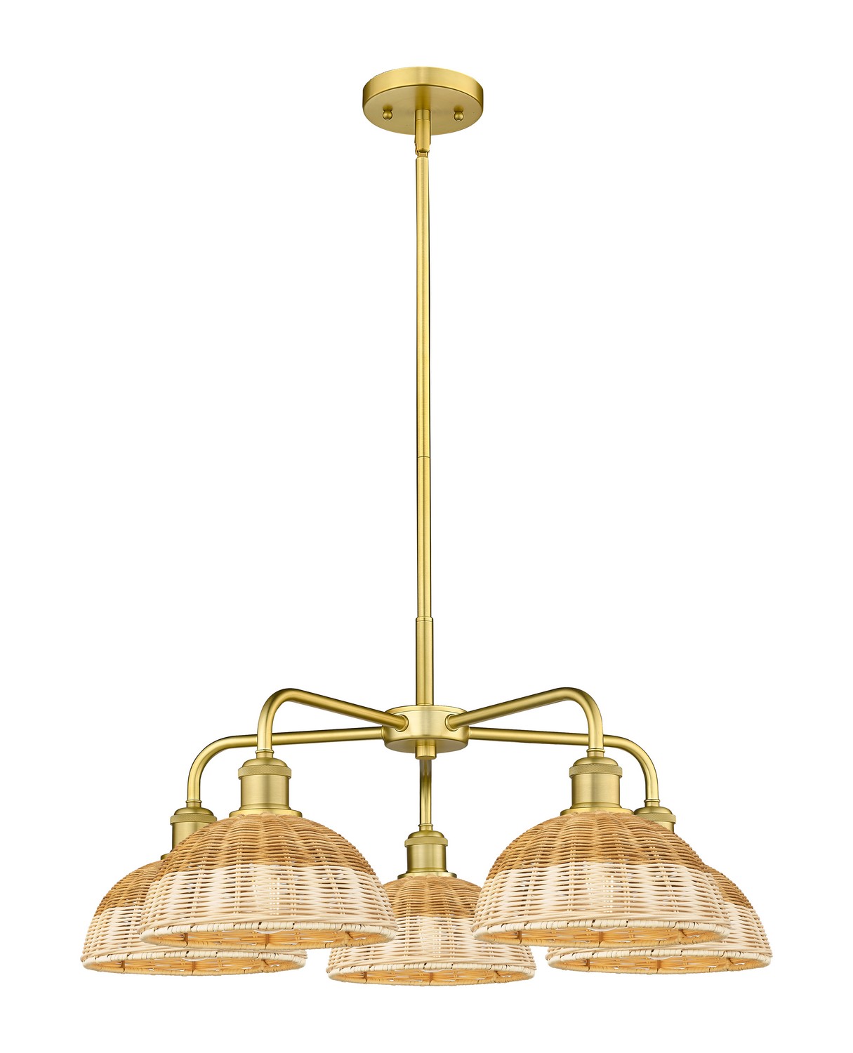 Five Light Chandelier by Innovations - Ballston Collection, Satin Gold Finish - 516-5CR-SG-NBD2-9-NAT