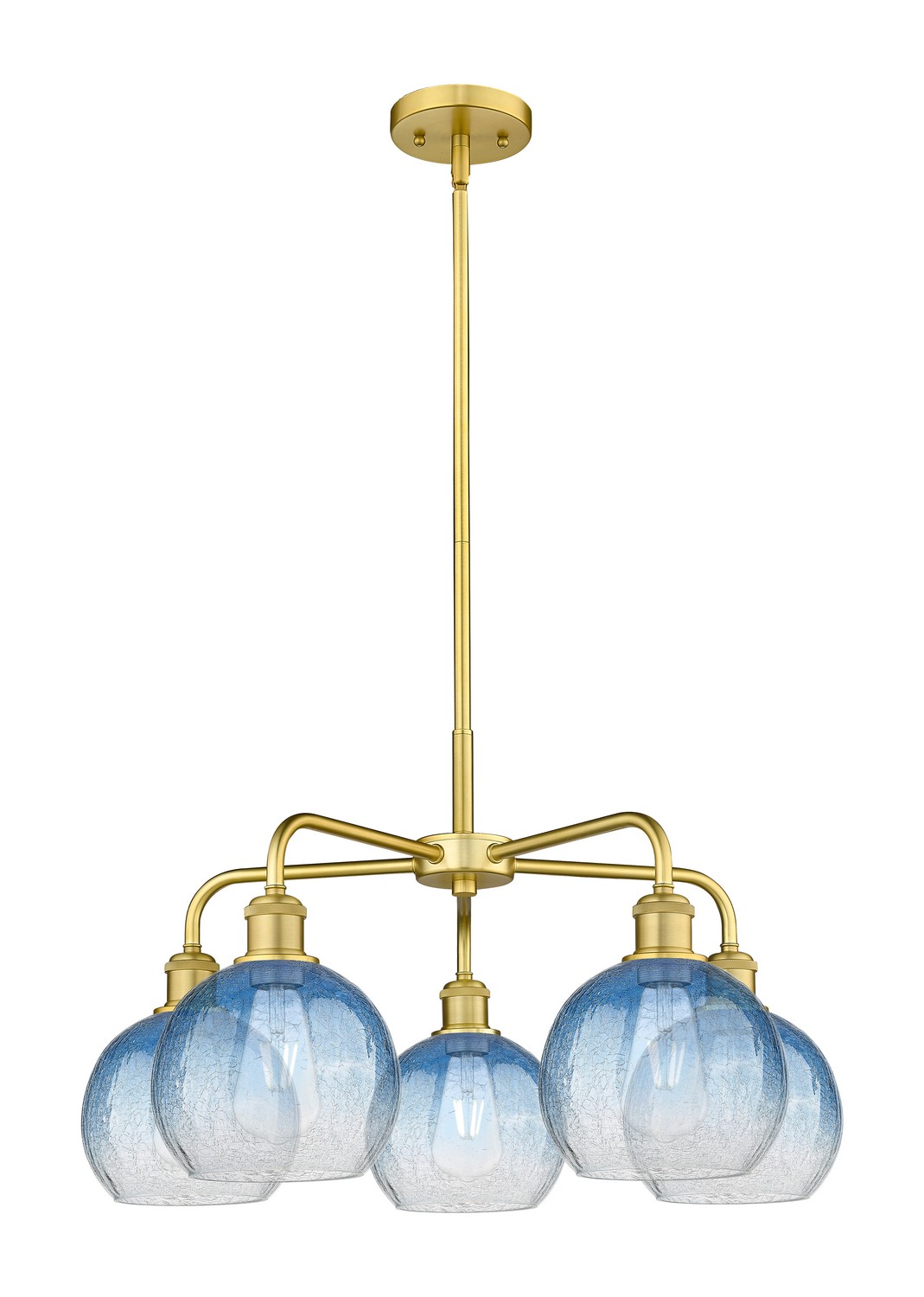 Five Light Chandelier by Innovations - Ballston Collection, Satin Gold Finish - 516-5CR-SG-G483-8SB