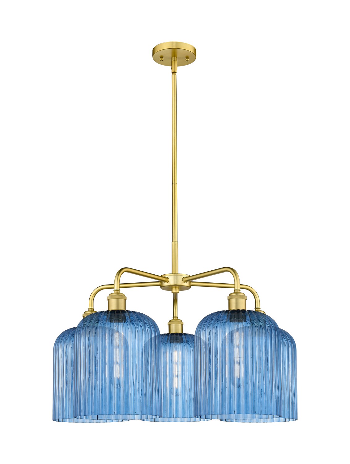 Five Light Chandelier by Innovations - Ballston Collection, Satin Gold Finish - 516-5CR-SG-G559-8BL