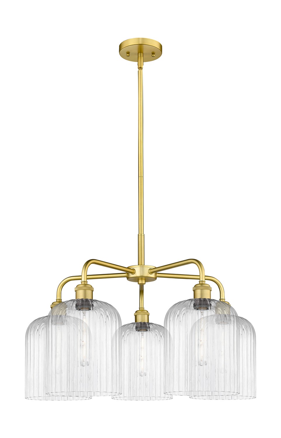 Five Light Chandelier by Innovations - Ballston Collection, Satin Gold Finish - 516-5CR-SG-G559-8CL