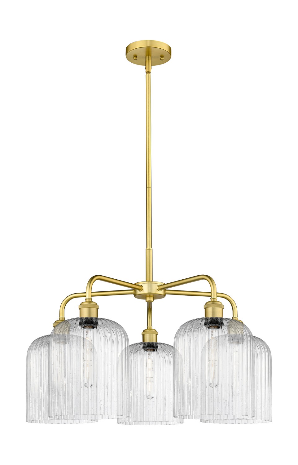 Five Light Chandelier by Innovations - Ballston Collection, Satin Gold Finish - 516-5CR-SG-G559-8SDY