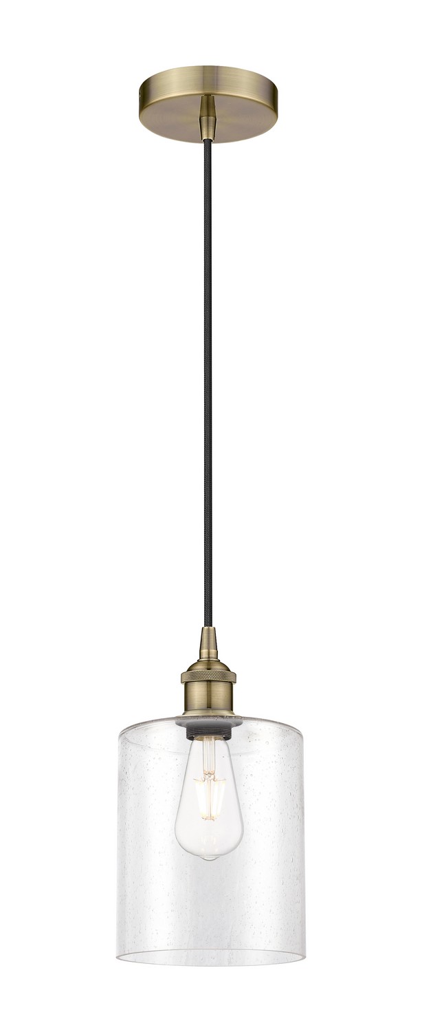 One Light Mini Pendant by Innovations - Edison Collection, Antique Brass Finish - 616-1P-AB-G4424-7
