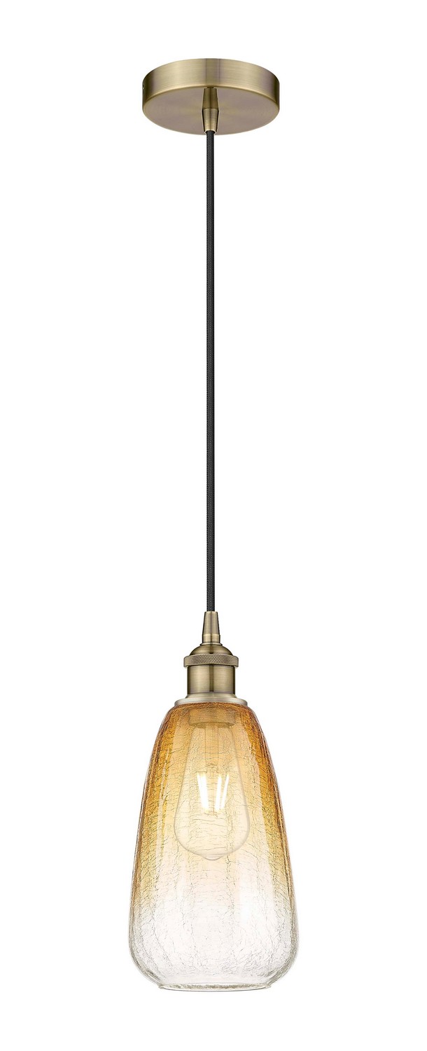 One Light Mini Pendant by Innovations - Edison Collection, Antique Brass Finish - 616-1P-AB-G480-6AM