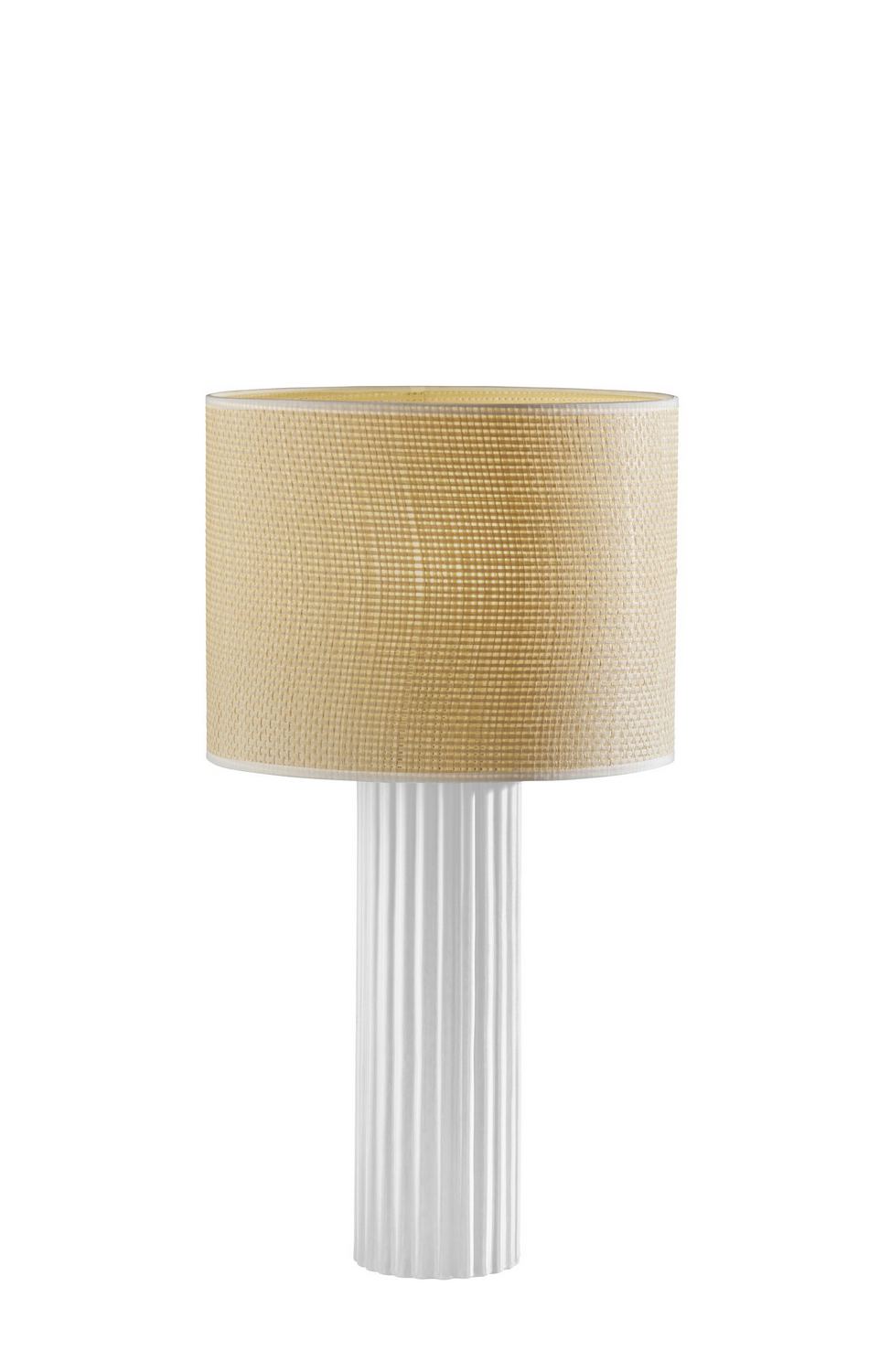 Adesso 24.25" Ceramic Primrose Table Lamp - White Ribbed Ceramic