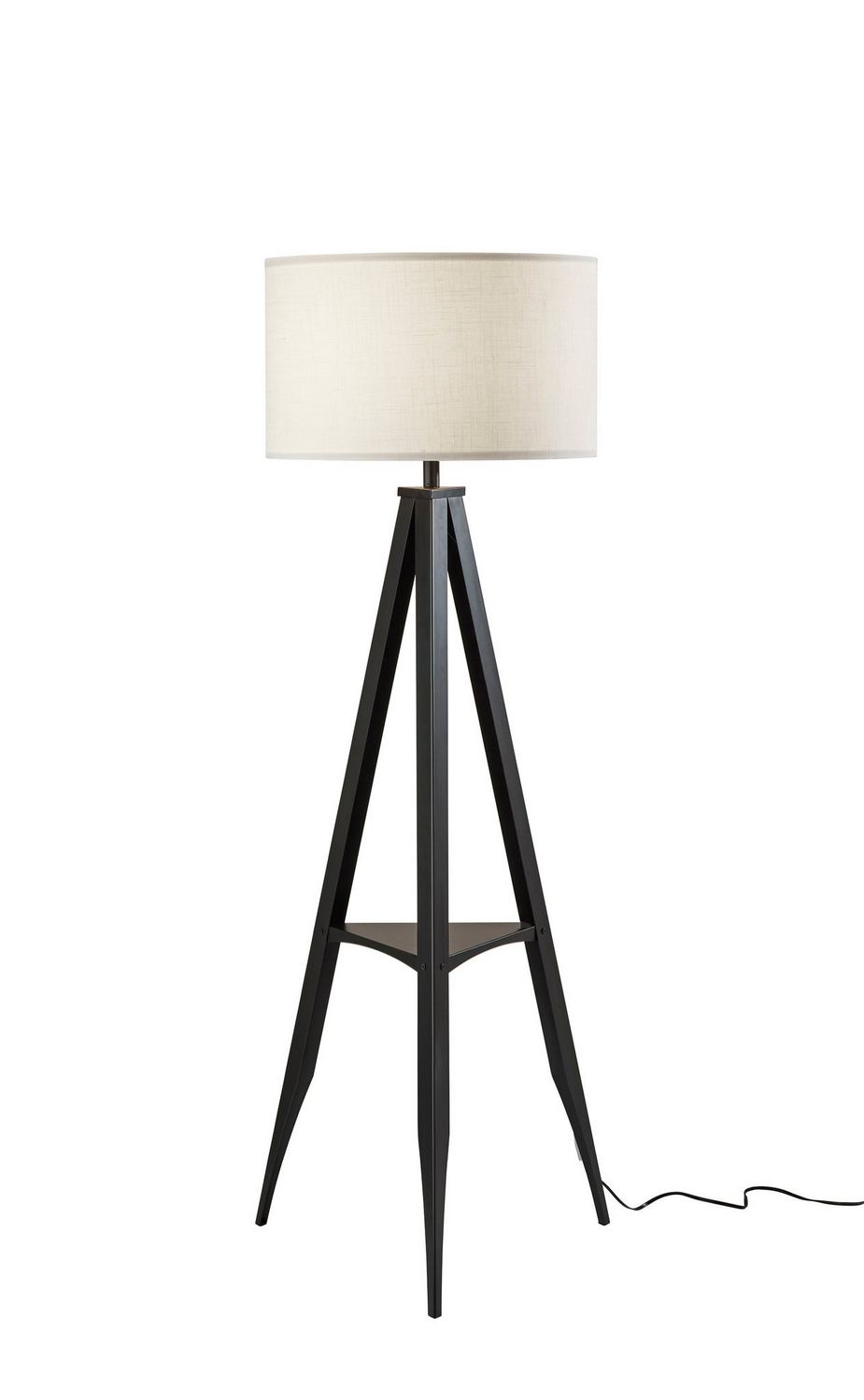 Adesso 6007-01 Warren 62 inch 150.00 watt Black Floor Lamp Portable Light, with Shelf