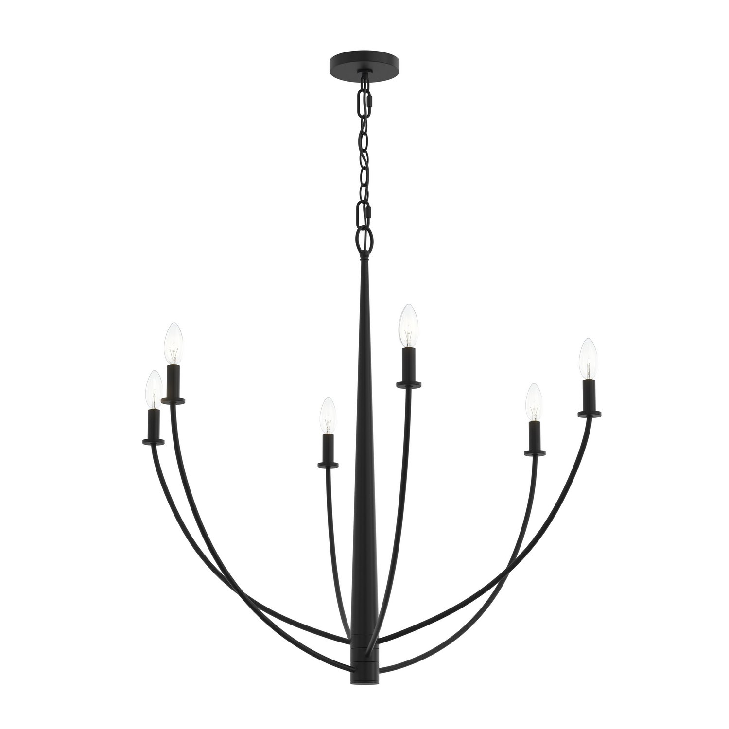 Progress P400460-31M Jheni 6 Light 34 inch Matte Black Chandelier Ceiling Light