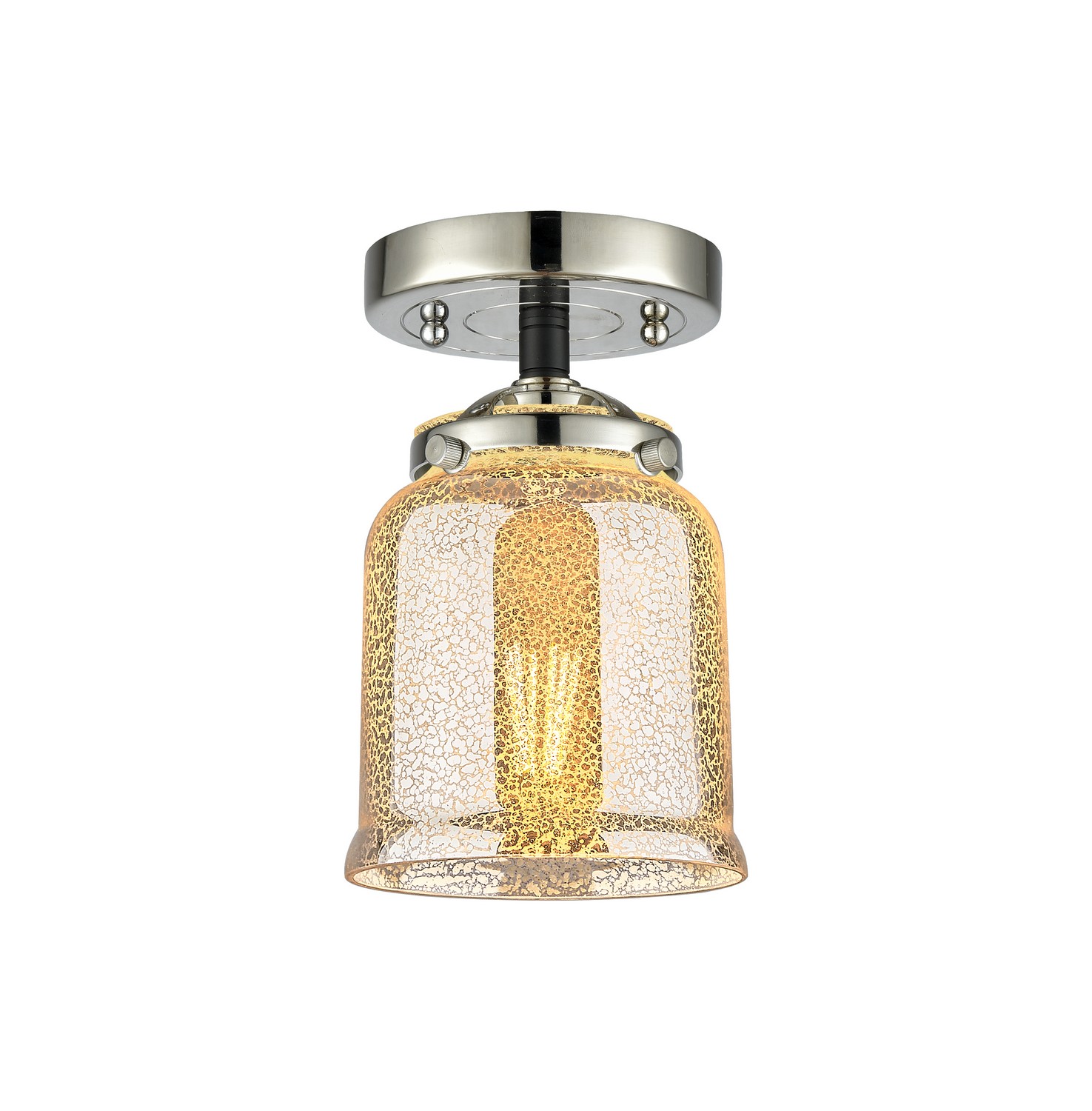 One Light Semi-Flush Mount by Innovations - Nouveau Collection, Black Polished Nickel Finish - 284-1C-BPN-G58