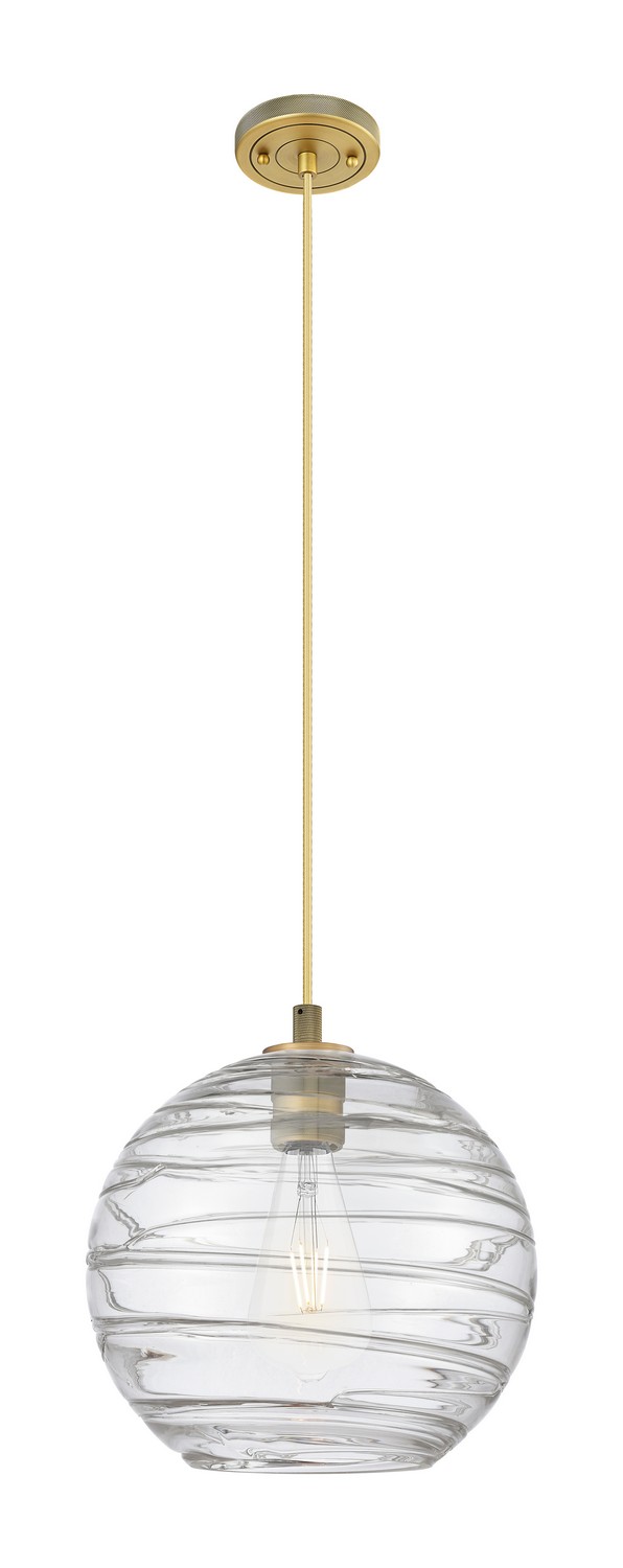 One Light Pendant by Innovations - Downtown Urban Collection, Brushed Brass Finish - 434-1P-BB-G1213-12CL