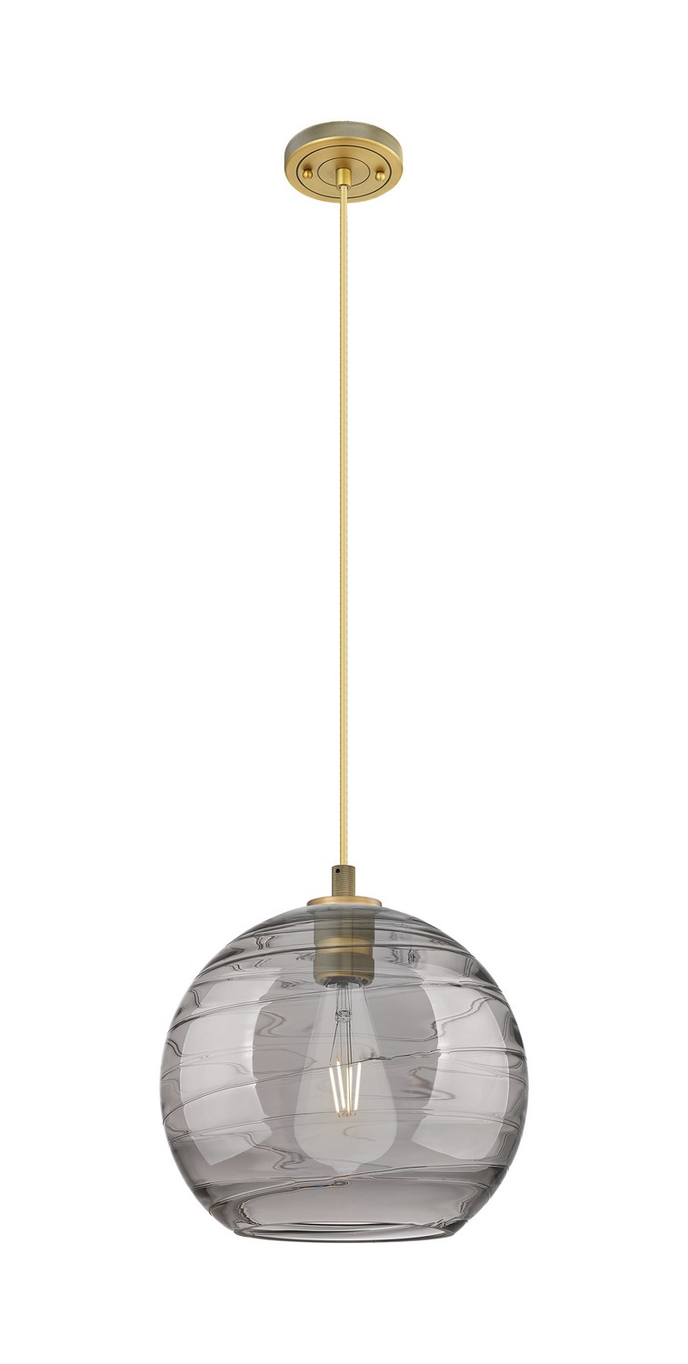 One Light Pendant by Innovations - Downtown Urban Collection, Brushed Brass Finish - 434-1P-BB-G1213-12SM
