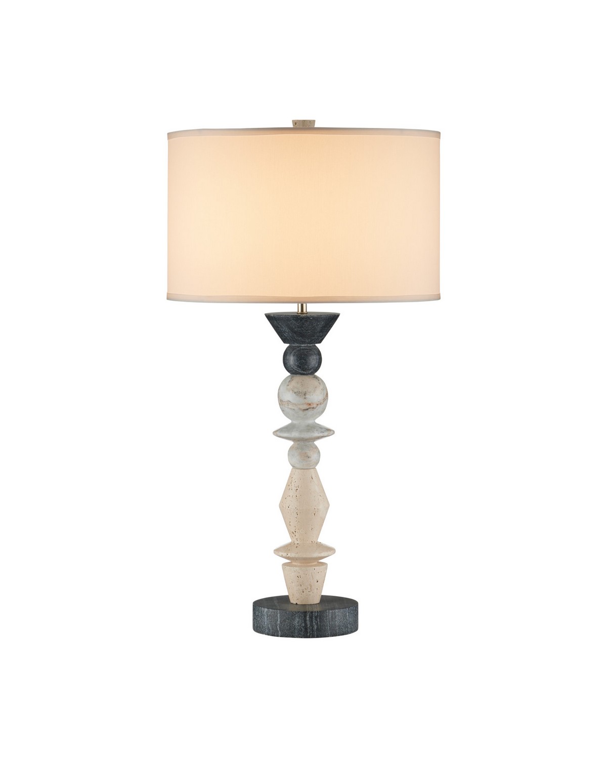 Moraine Modern Classic Natural Travertine Black Marble Table Lamp