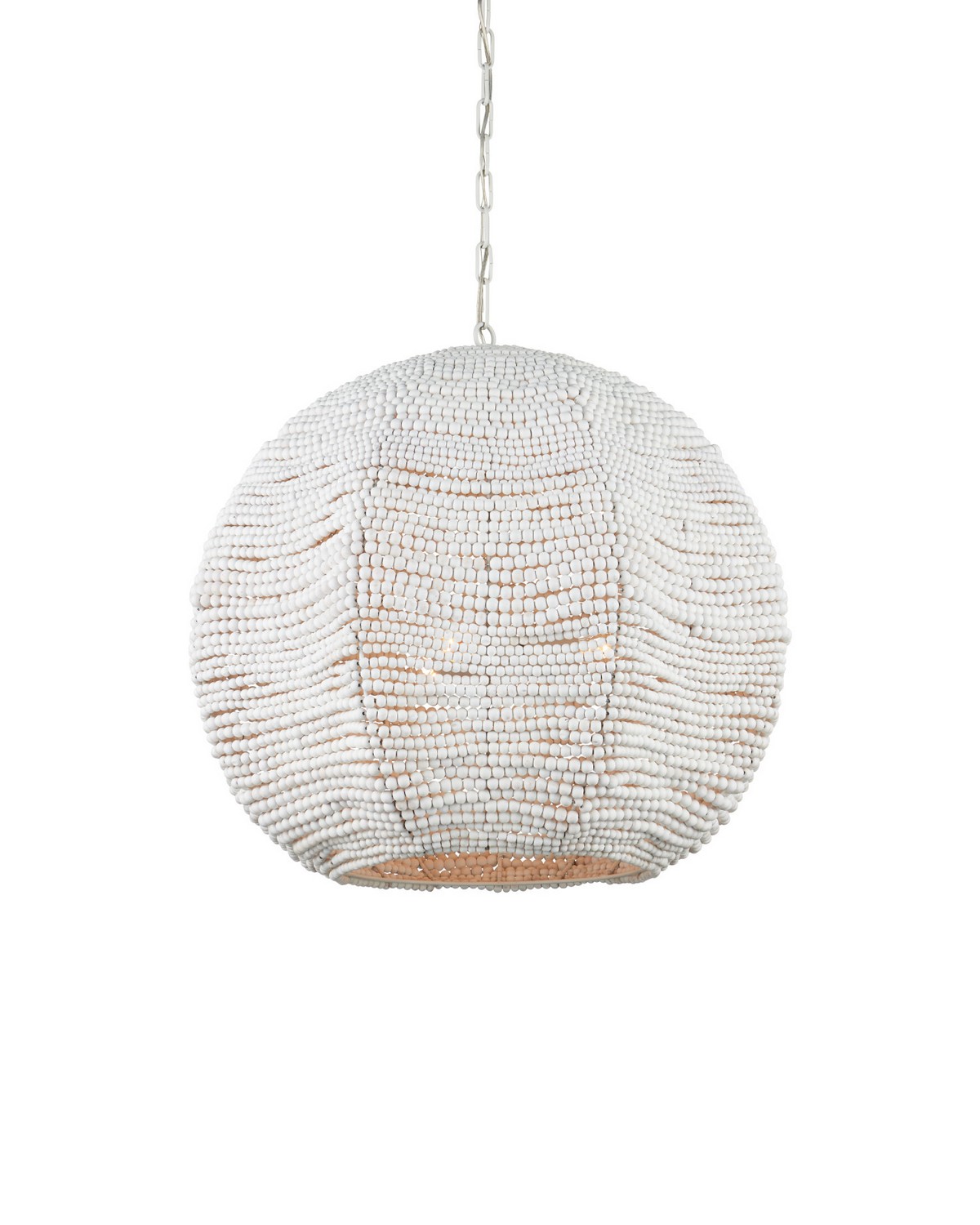 Kalani Coastal Beach Whitewash Wood Bead Globe Pendant