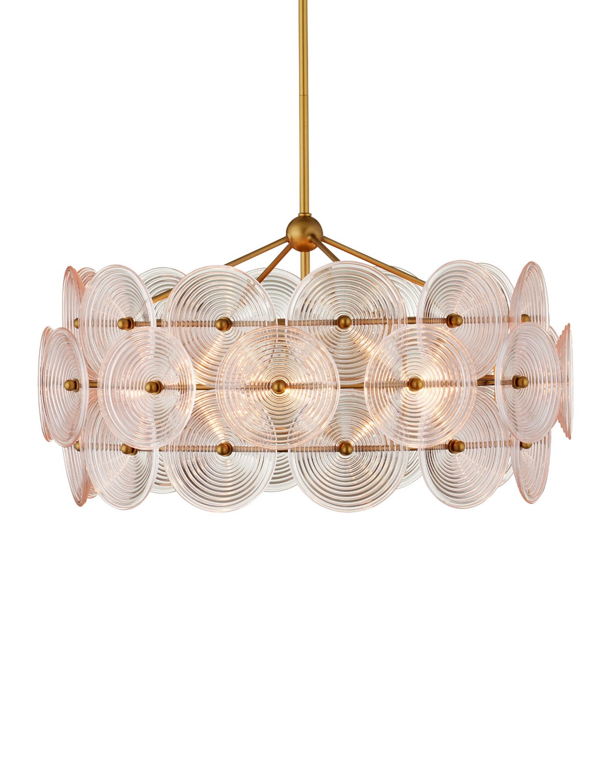 Vedette Modern Classic Pale Pink Glass 6 Light Drum Chandelier - 28"