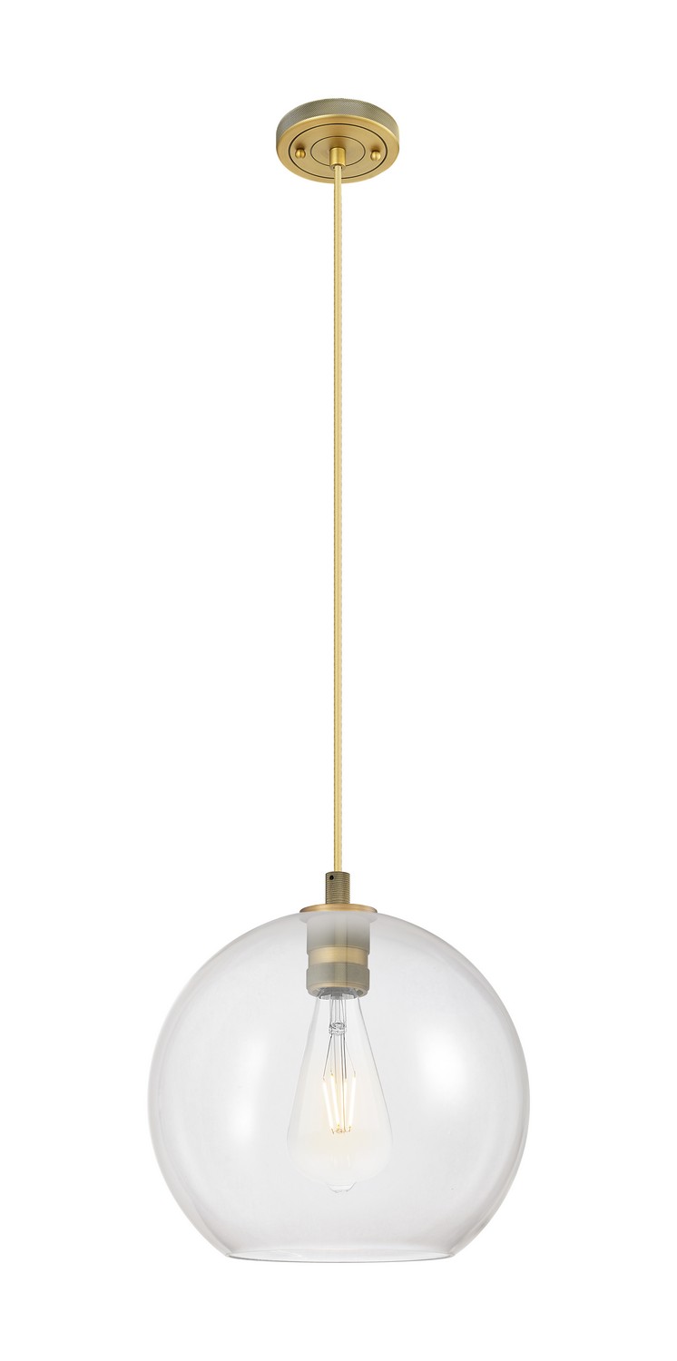 One Light Pendant by Innovations - Downtown Urban Collection, Brushed Brass Finish - 434-1P-BB-G122-12