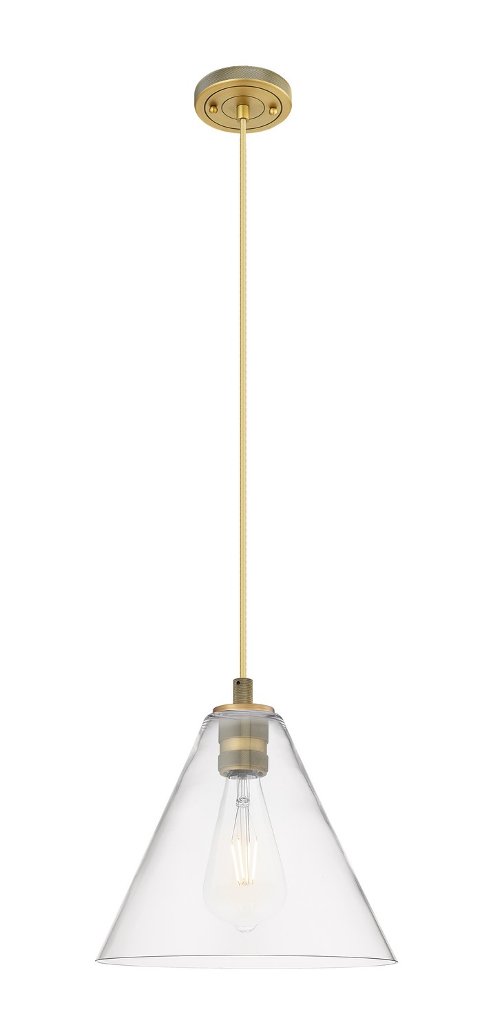 One Light Pendant by Innovations - Downtown Urban Collection, Brushed Brass Finish - 434-1P-BB-GBC-122