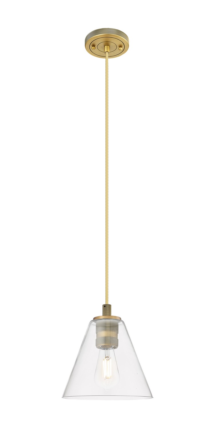 One Light Pendant by Innovations - Downtown Urban Collection, Brushed Brass Finish - 434-1P-BB-GBC-82