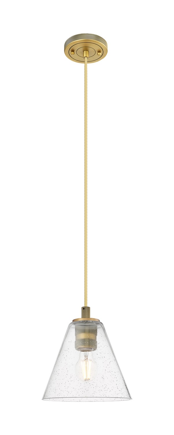 One Light Pendant by Innovations - Downtown Urban Collection, Brushed Brass Finish - 434-1P-BB-GBC-84