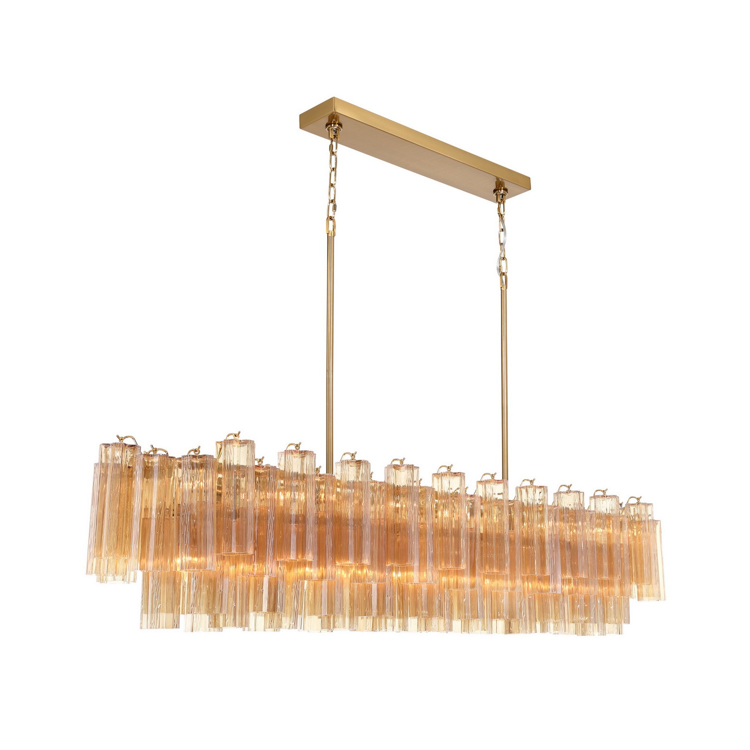 16 Light Linear Chandelier by Crystorama - Addis Collection, Aged Brass Finish - ADD-337-AG-AM