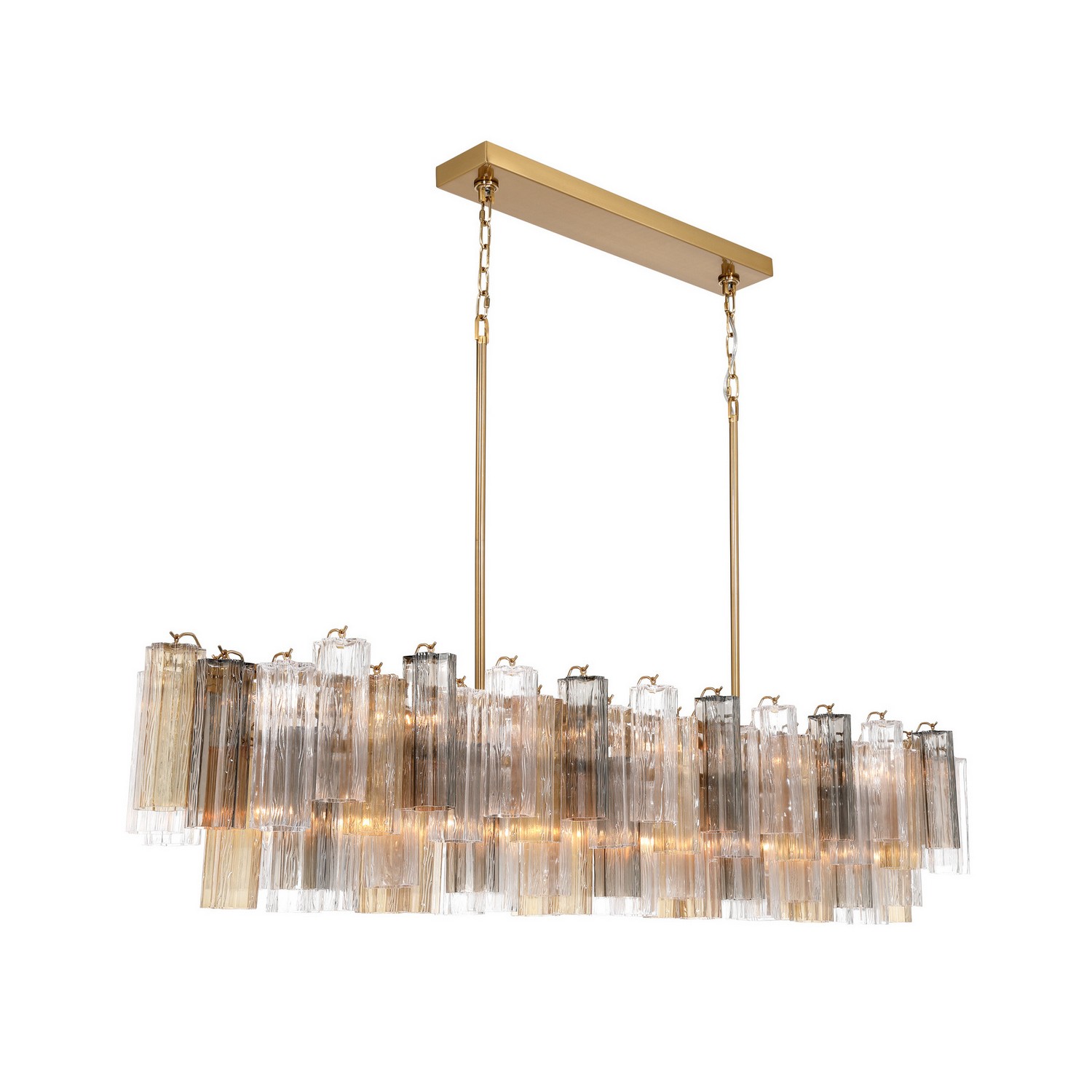 16 Light Linear Chandelier by Crystorama - Addis Collection, Aged Brass Finish - ADD-337-AG-AU