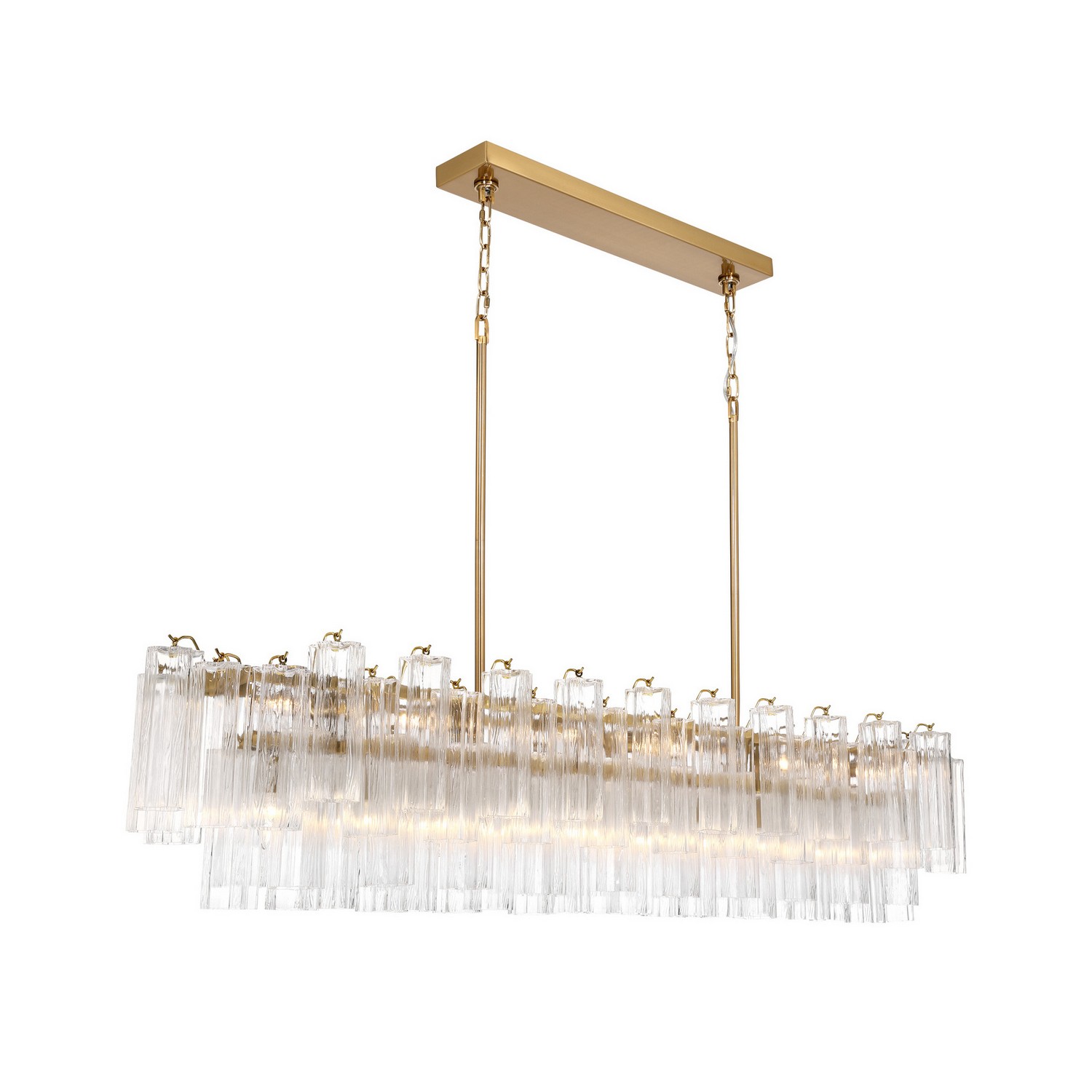 16 Light Linear Chandelier by Crystorama - Addis Collection, Aged Brass Finish - ADD-337-AG-CL