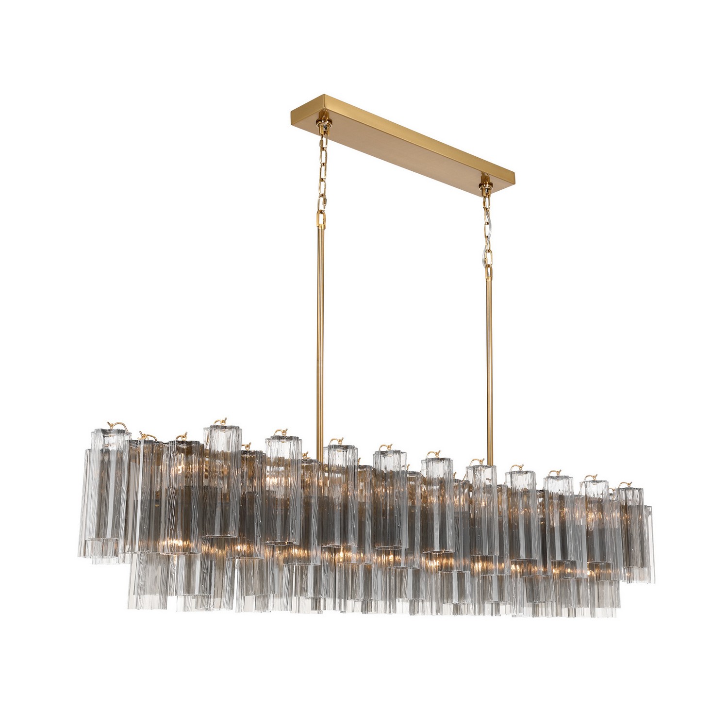 16 Light Linear Chandelier by Crystorama - Addis Collection, Aged Brass Finish - ADD-337-AG-SM