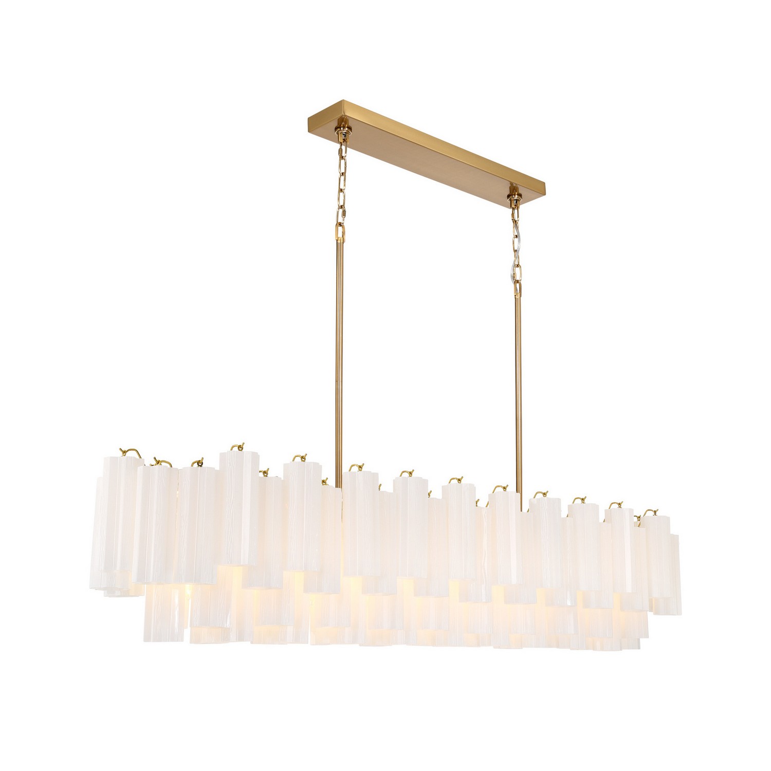 16 Light Linear Chandelier by Crystorama - Addis Collection, Aged Brass Finish - ADD-337-AG-WH