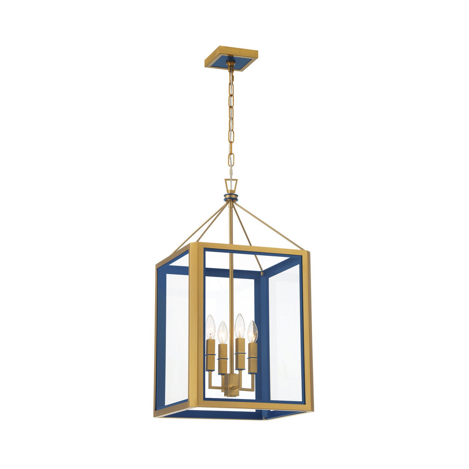 Four Light Chandelier by Crystorama - Herrick Collection, Luxe Gold + Navy Finish - HRK-2505-LG-NY