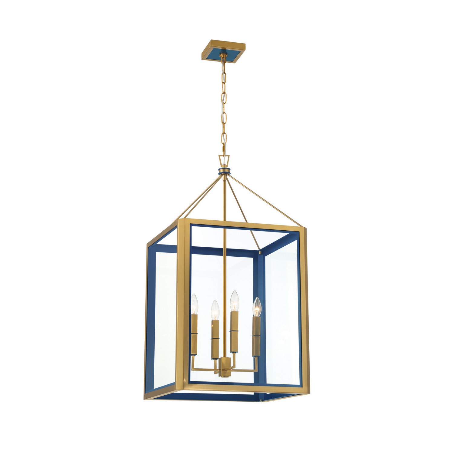 Four Light Chandelier by Crystorama - Herrick Collection, Luxe Gold + Navy Finish - HRK-2508-LG-NY