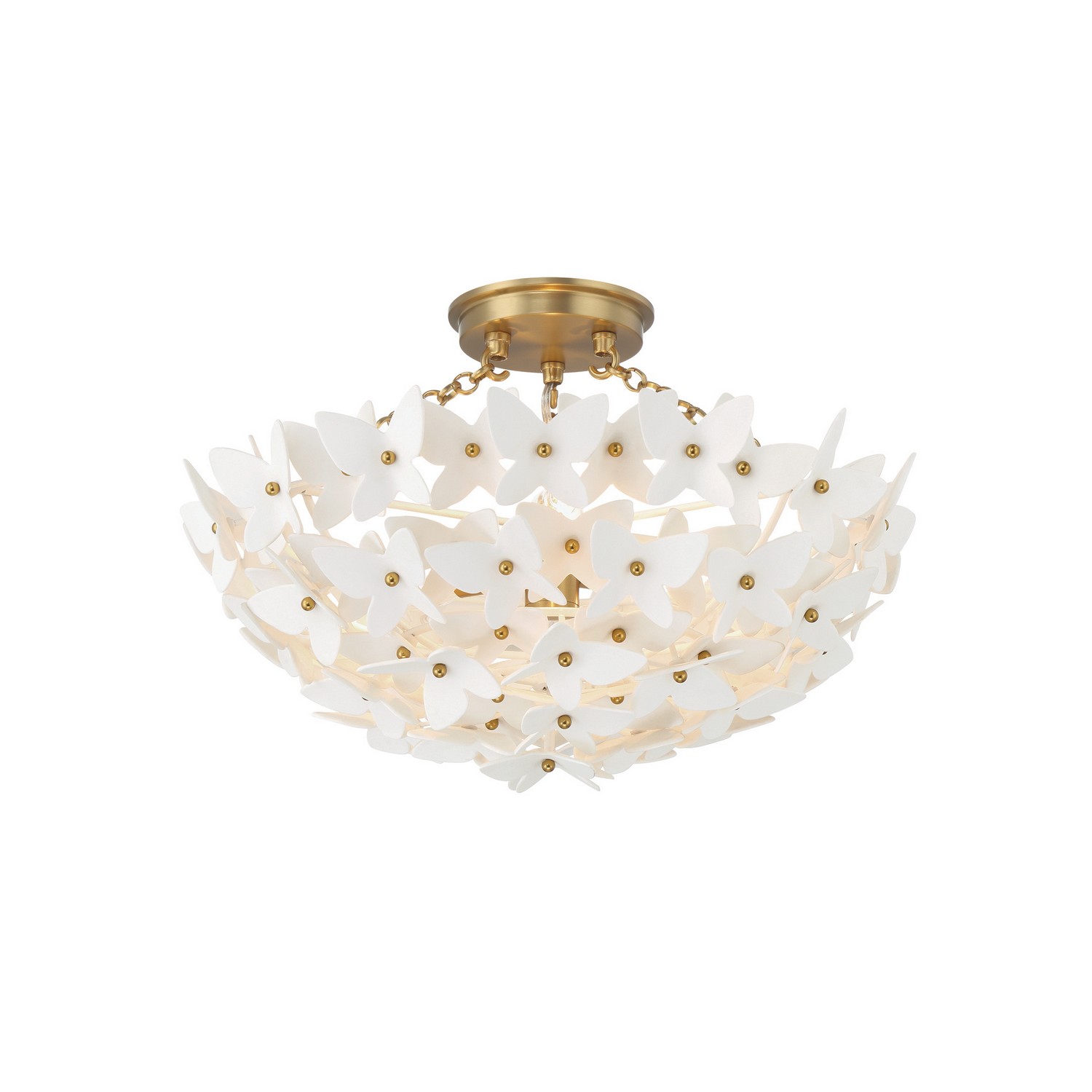 Three Light Semi Flush Mount by Crystorama - Killian Collection, Luxe Gold Finish - KLN-5200-LG
