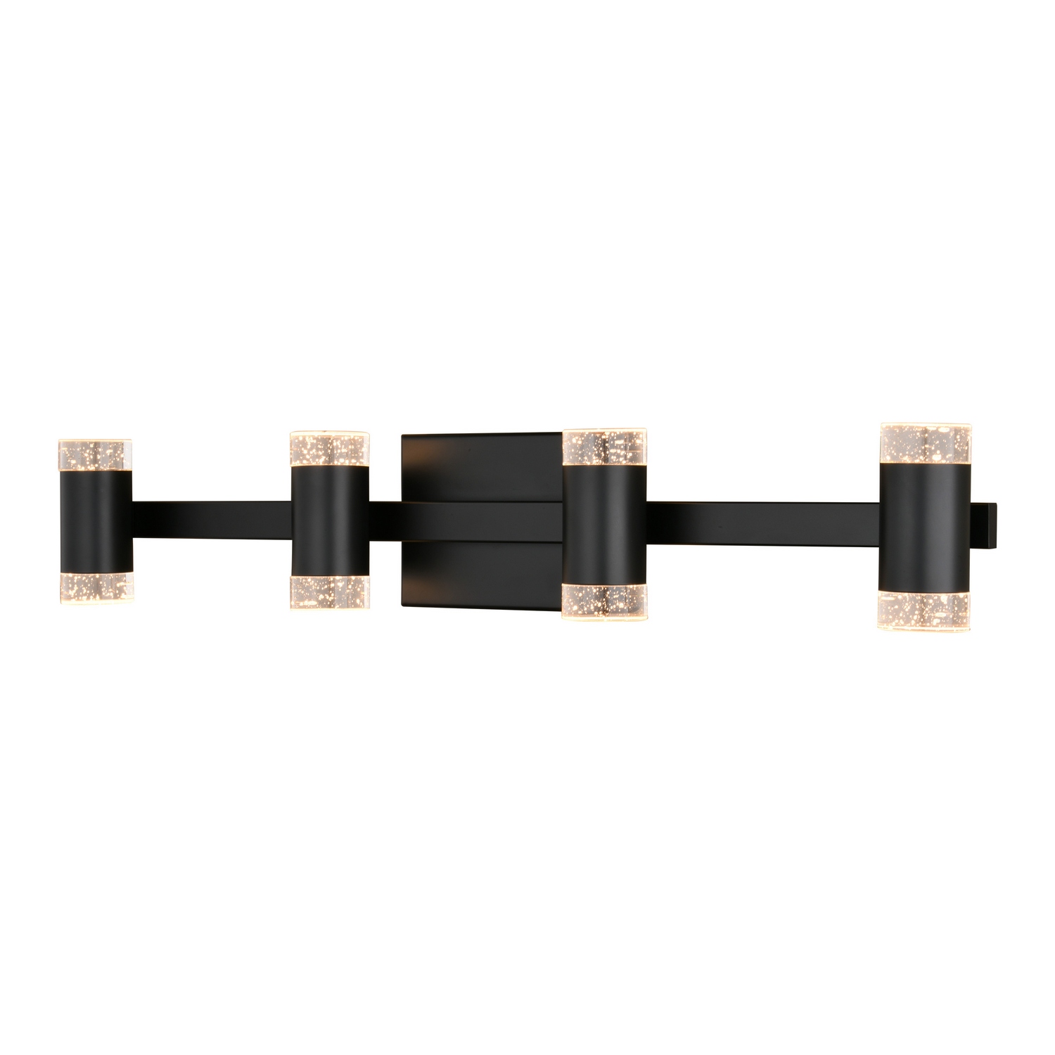 Sunset Hill 4-Light Matte Black LED Contemporary Vanity Light with Clear Bubble Glass