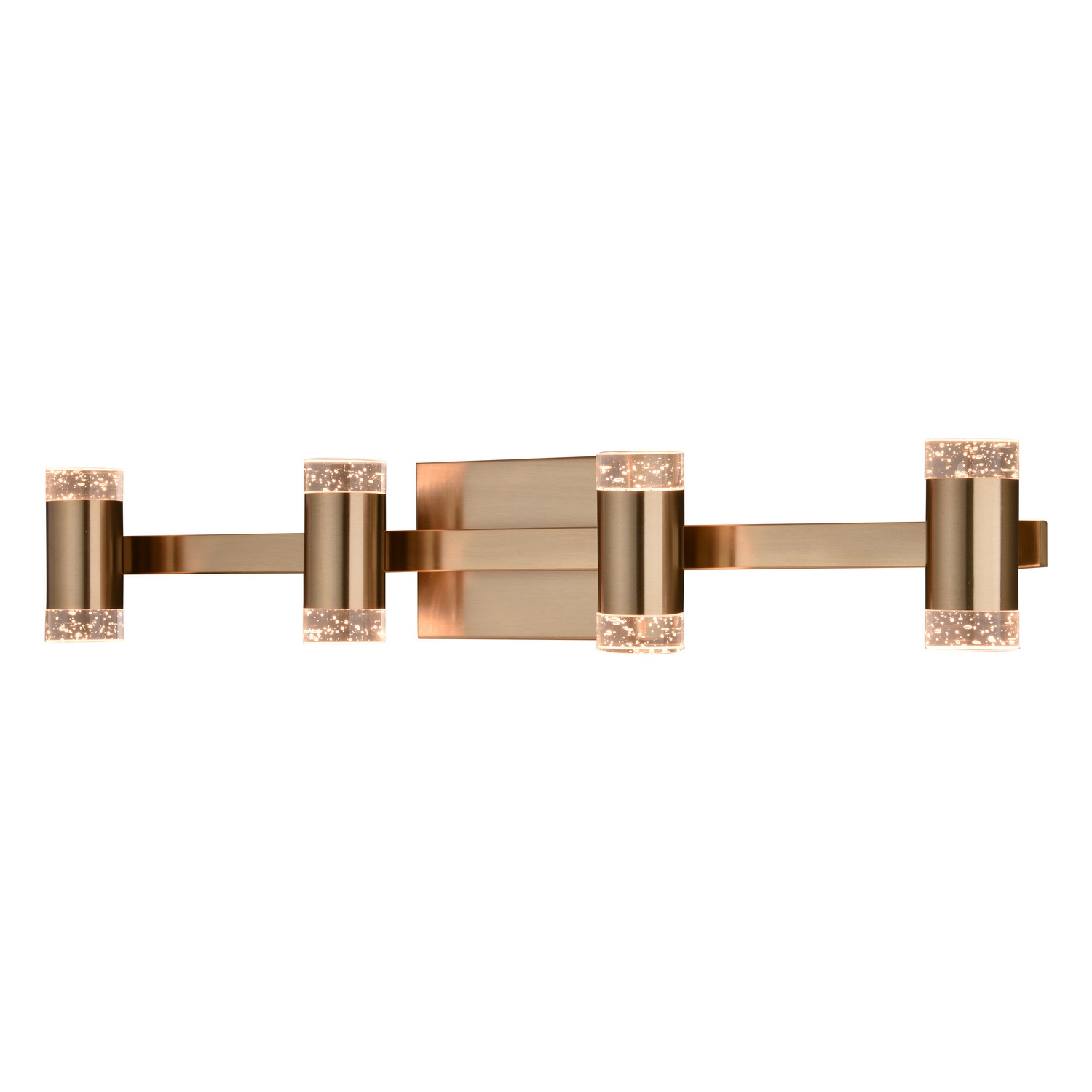 Sunset Hill 4-Light Muted Brass Gold LED Contemporary Vanity Light with Clear Bubble Glass