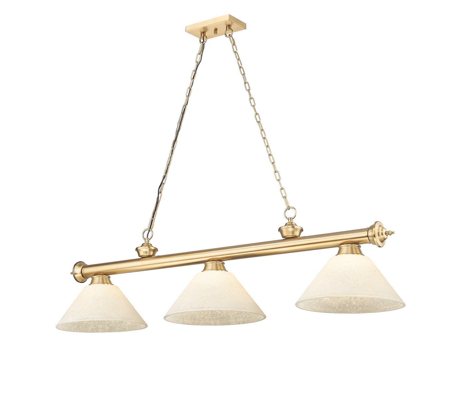 Three Light Billiard by Z-Lite - Cordon Collection, Heritage Brass Finish - 2306-3HBR-AGM14