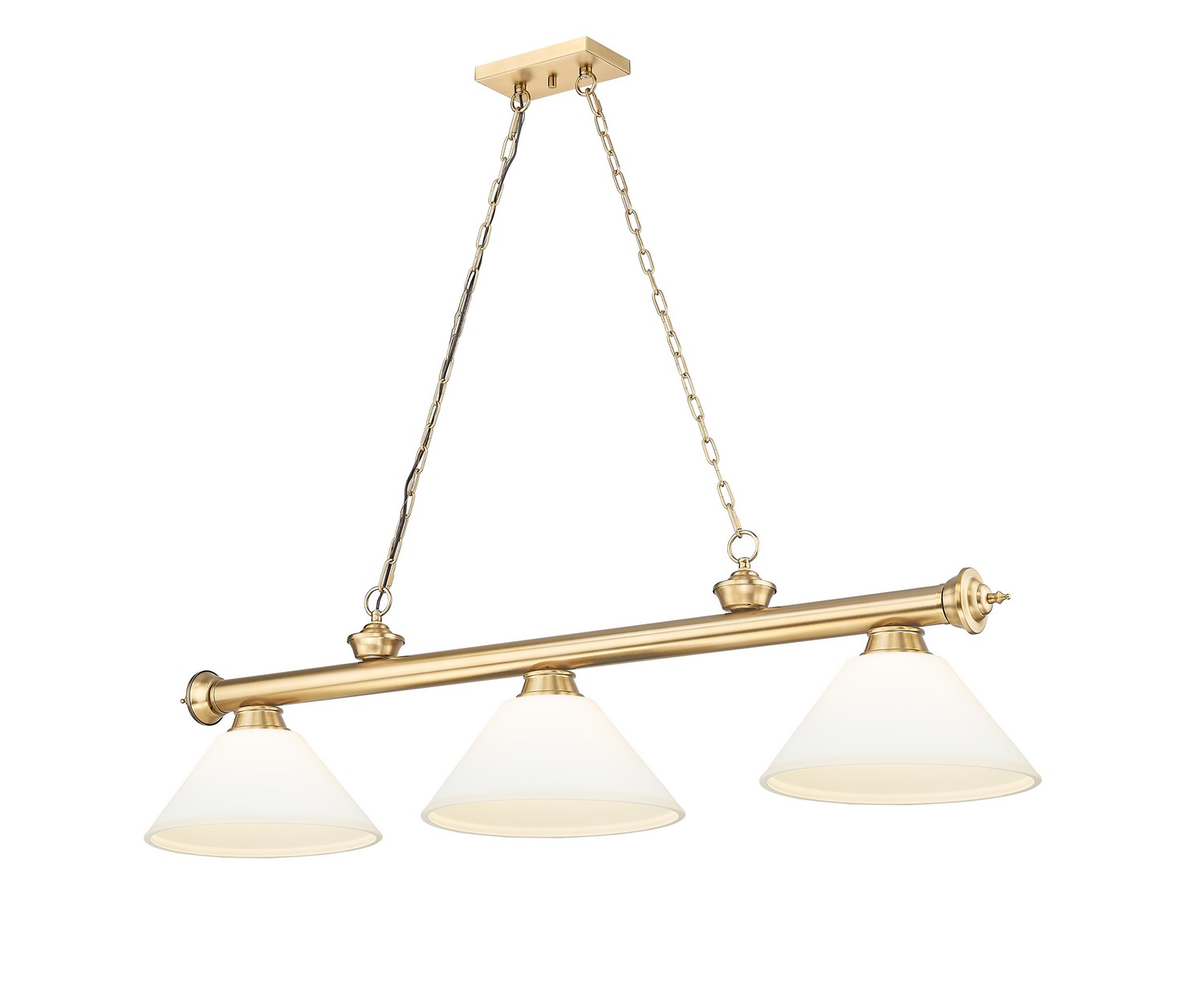 Three Light Billiard by Z-Lite - Cordon Collection, Heritage Brass Finish - 2306-3HBR-AMO14