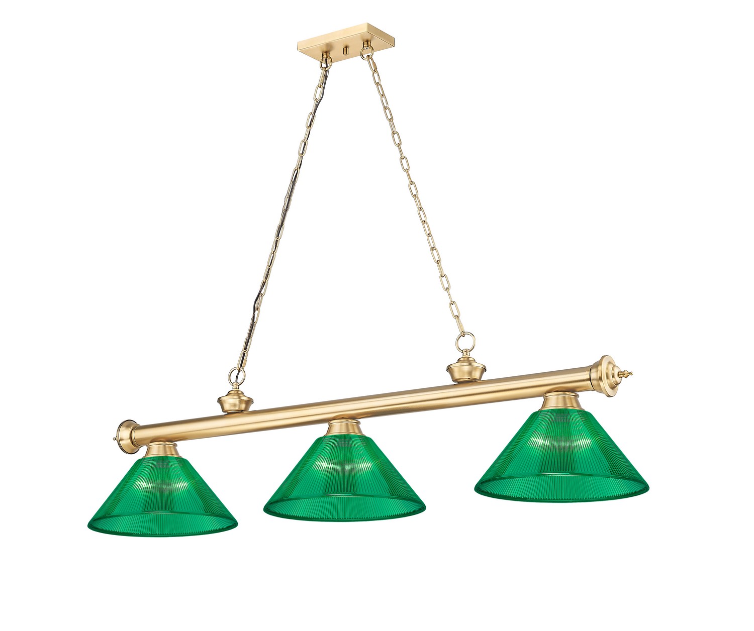 Three Light Billiard by Z-Lite - Cordon Collection, Heritage Brass Finish - 2306-3HBR-ARG