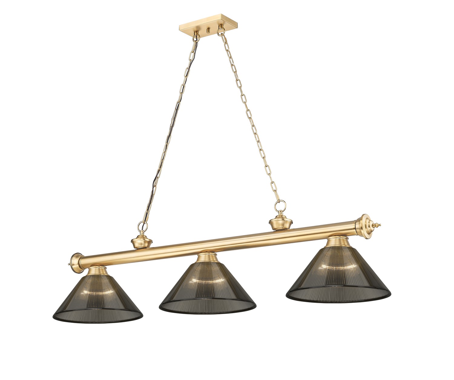 Three Light Billiard by Z-Lite - Cordon Collection, Heritage Brass Finish - 2306-3HBR-ARS