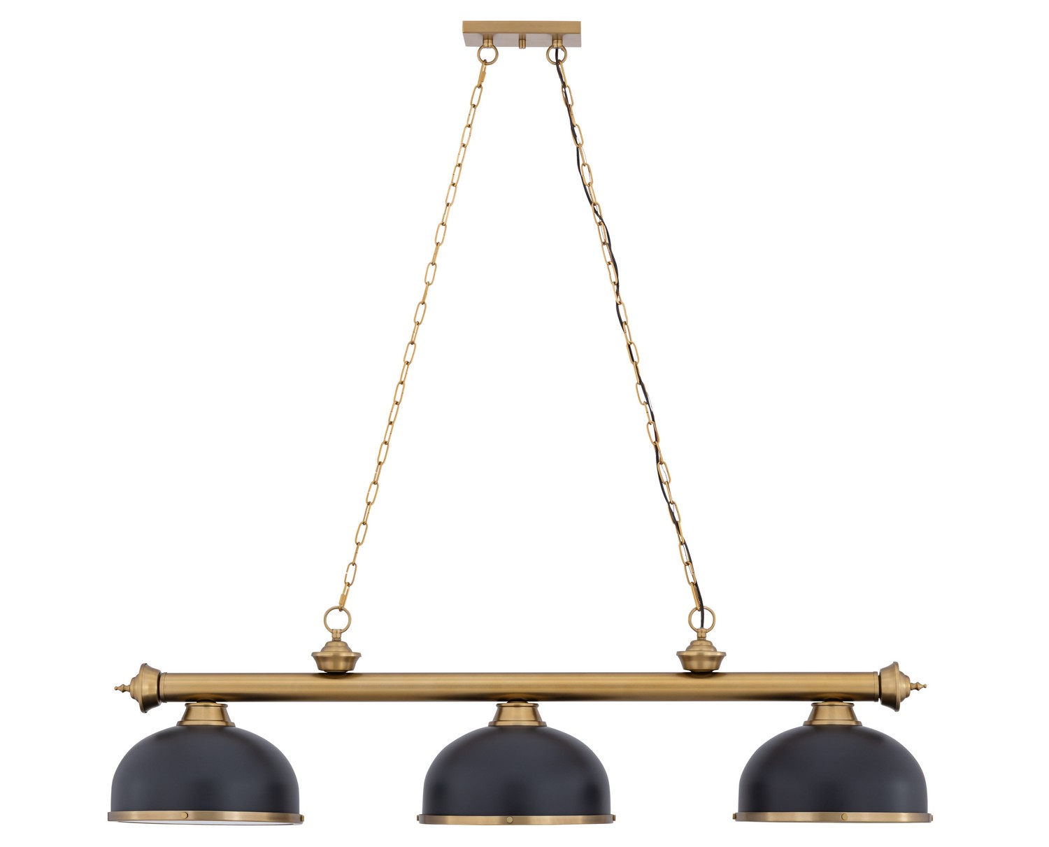 Three Light Billiard by Z-Lite - Cordon Collection, Heritage Brass Finish - 2306-3HBR-D12BRZ+HBR