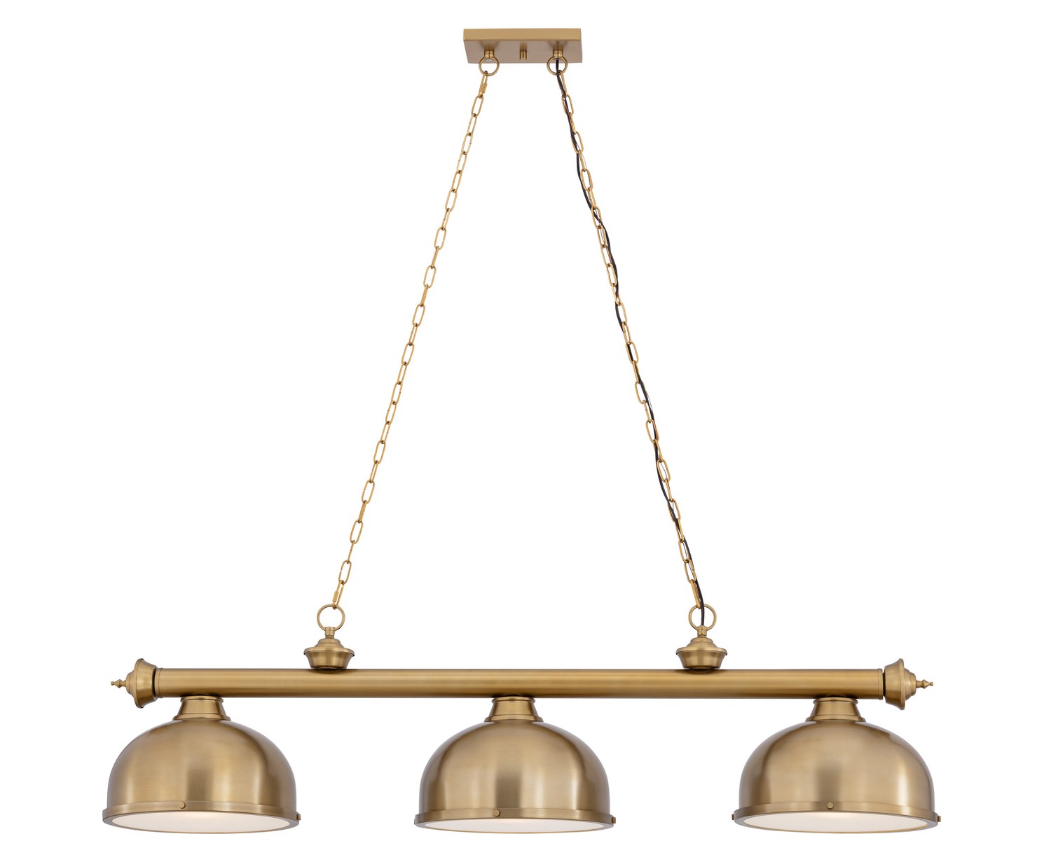 Three Light Billiard by Z-Lite - Cordon Collection, Heritage Brass Finish - 2306-3HBR-D12HBR
